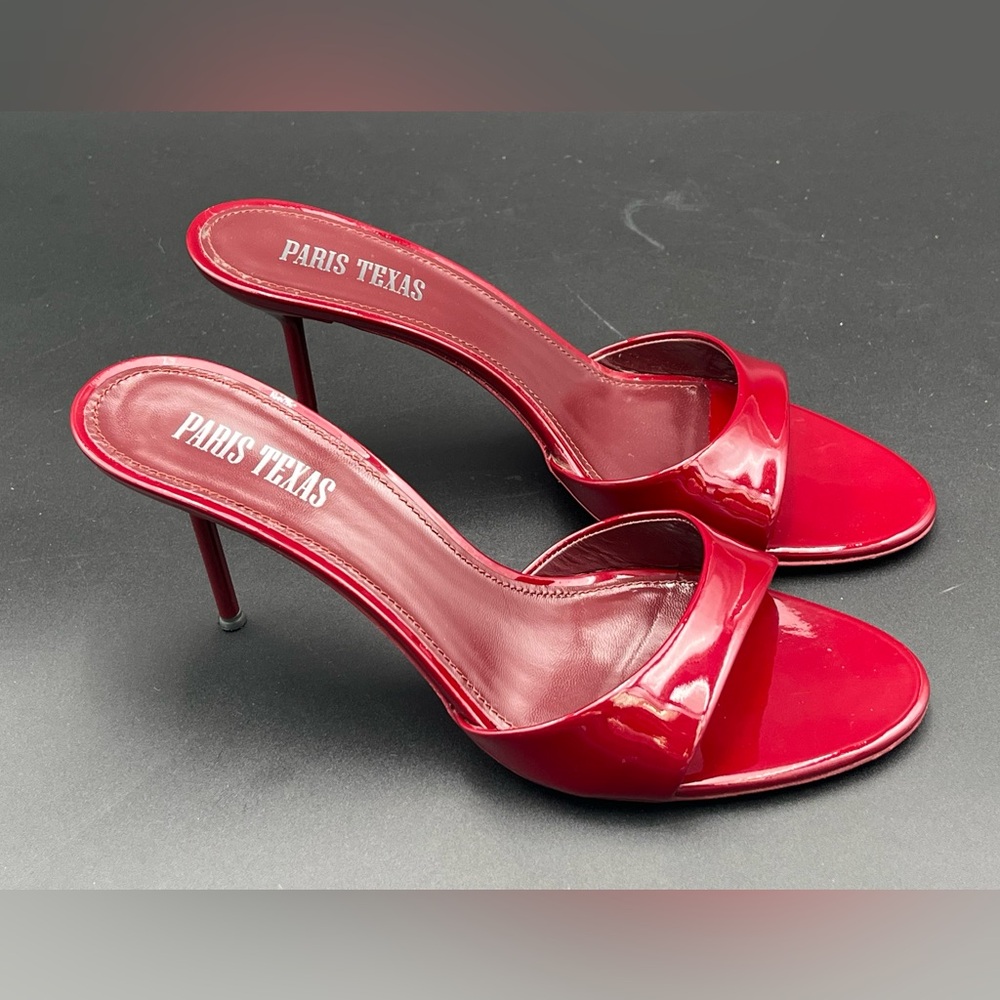 Paris Texas Red Patent Leather High Heel Slide Sandals
